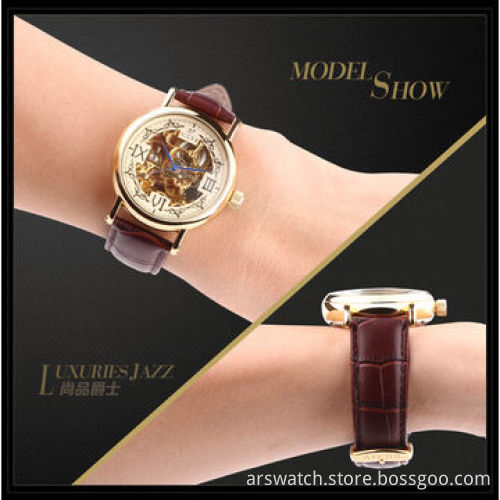New antique automatic mechanical skeleton watch, with stainless steel case, automatic movement